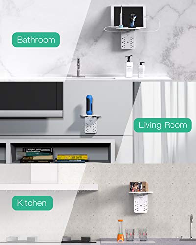 Wall Outlet Extender with Surge Protector, 6 AC Outlets, with Shelf - color: White, size: 3 USB