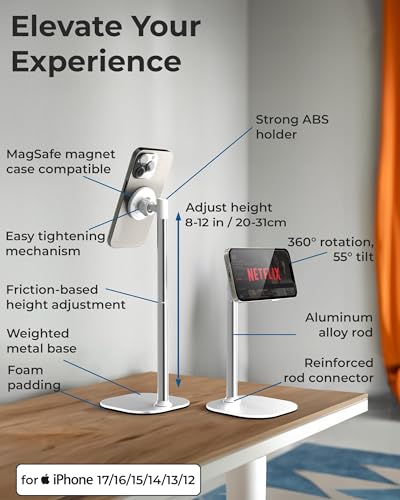 COOPER MagStand Magnetic Phone Stand for Desk, MagSafe Tripod, iPhone 17 - color: x1 Pack - Frost White