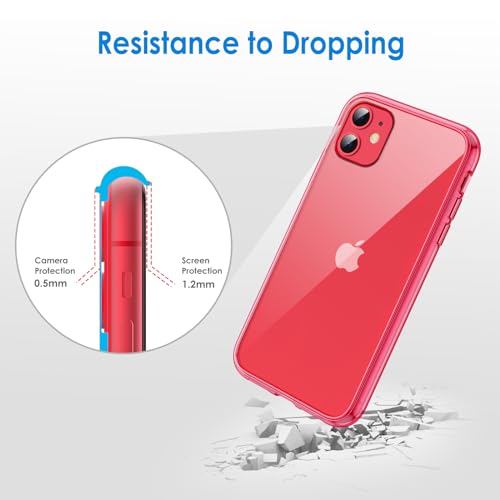 JETech Case for iPhone 11 6.1-Inch, Non-Yellowing Shockproof Phone Bumper Cover, Anti-Scratch Clear Back (Red) - color: Red