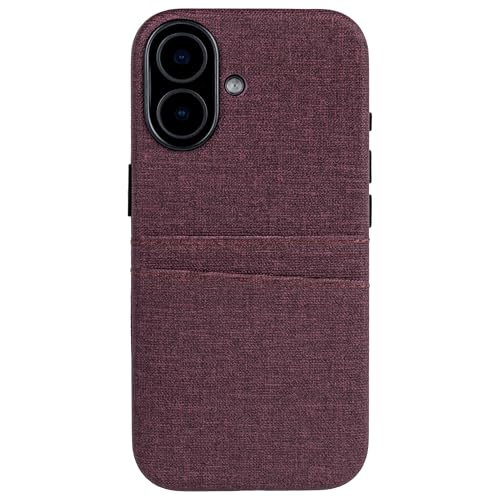 Dockem Card Case for iPhone 17 with Magnetic Mounting Plate, Camera Control Button, Wallet with 2 Holder Slots: M2 Luxe Canvas-Style Synthetic Leather (Burgundy) - color: Burgundy, size: 17
