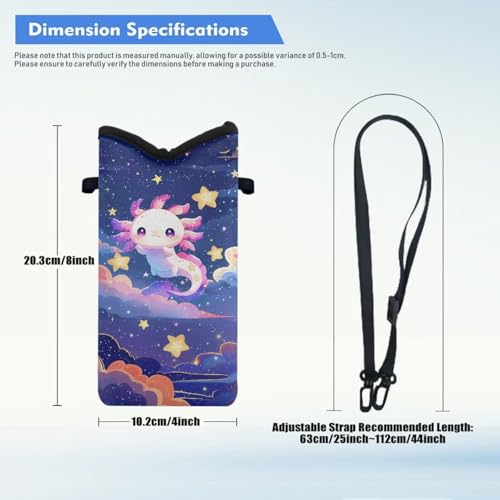 Cartoon Axolotl Print Crossbody Shoulder Neoprene Bag, Phone Holder Crossbody Bag with Adjustable Buckle, Fits Apple and Android, Use for Walking, Hiking & Biking - color: Cartoon Axolotl Print