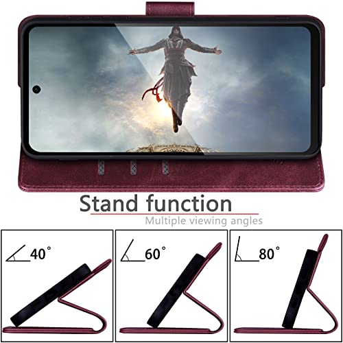 SUANPOT Compatible with Moto G Power 2026/Power 2025/Play 2025 Wallet case with RFID Blocking Credit Card Holder,Flip Book PU Leather Protective Cover Women Men for Power 2026 Phone case Wine Red - color: Wine Red