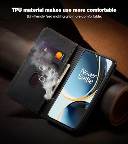Asuwish Flip Wallet Phone Case for OnePlus Nord N30 5G/CE 3 Lite with Tempered Glass Screen Protector Magnetic Closure Folio Cover Credit Card Holder Slot Stand Oppo K11x/One Plus 1 1+ N 30/CE3 Black - color: Black