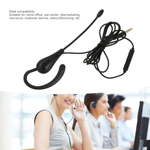 Cyrank Earphone Earbud, Single Headset One Ear Ear Hook Headphone Sport Earphone with Hook 3.5mm Wired Headset for Office for Safe Driving Biking Running Gaming and Working