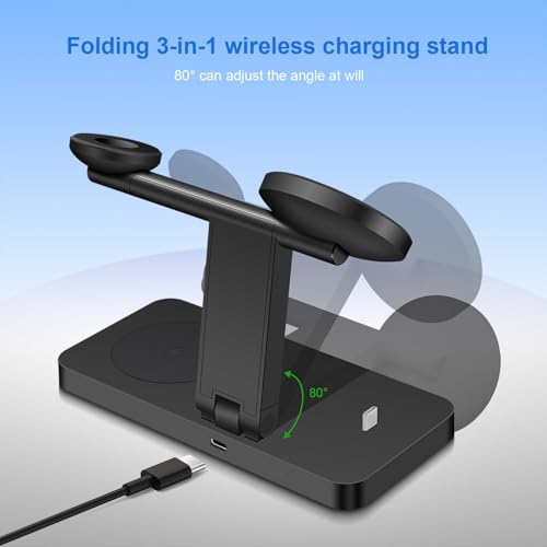 25W Magnetic Wireless Charging Stand 4 in 1 Wireless Charging Station for Mag-Safe,iPhone 17 Pro Max/17 Air/16 Pro/16 Plus/15/14/13/12 mini,AirPod Pro,Apple Watch