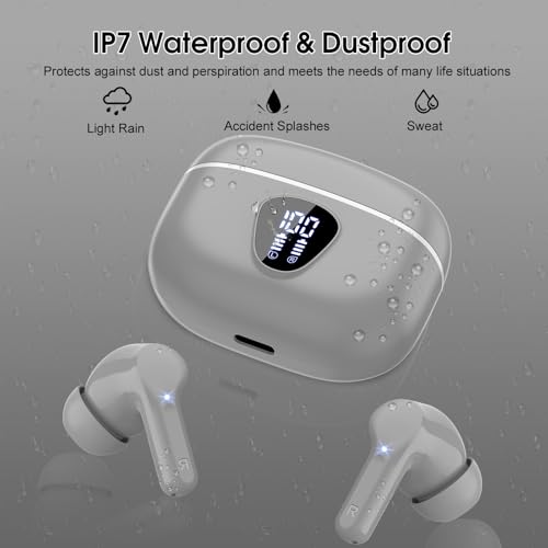 Wireless Earbuds, Bluetooth 5.4 Headphones HiFi Stereo, Bluetooth Earbuds - color: Grey