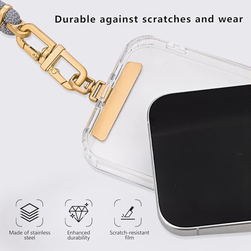 ZXZone Metal Phone Tether Tab, Anti-Scratch, Metal Phone Patch, Universal Cellphone Lanyard Pad for Full Phone Cases, 2 Pieces (XS-Gold) - color: XS-Gold