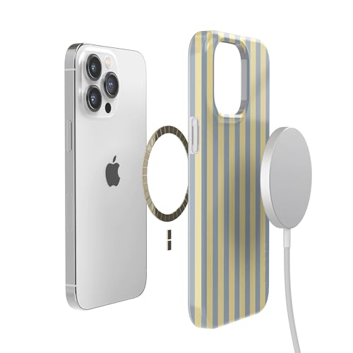 Casely iPhone 14 Pro Case | Coastline Stripes | Blue & Yellow | Compatible with MagSafe | Classic Ultra Thin Design - color: Coastline Stripes | Blue & Yellow, size: Iphone 14 Pro