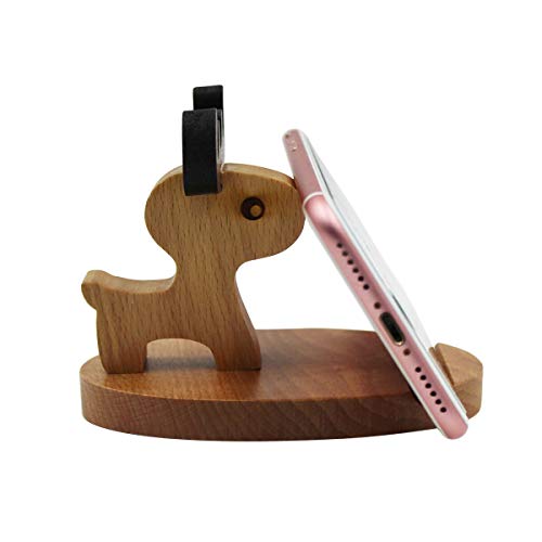 Cute Deer Cell Phone Holder Stand Wooden Smartphone Desk Holder for All Mobile Phones Animal Phone Stand Desk Ornament - color: deer