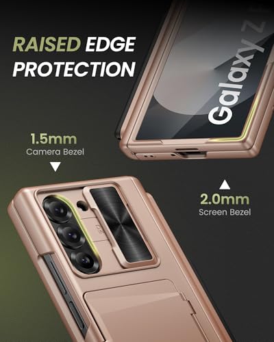 for Samsung Galaxy Z Fold 6 Case with S Pen Holder, Rose Gold - color: Rose Gold-P