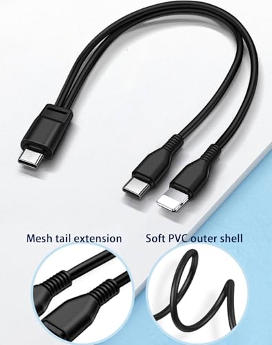 3.3FT 2Pack Multi Type C Splitter Cable,2 in 1 Multi Charging Cable - size: 3.3FT*2, style: Lightning + Type-C