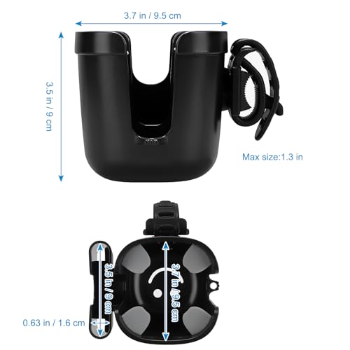 Accmor Stroller Cup Holder, Drinks Holder Bike Walker Wheelchair - color: Adjustable Strap-Black