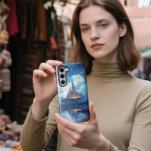 CARLOCA Case for Samsung Galaxy S23,Blue Castle Design- Hybrid Dual Protection Soft TPU + Hard PC, Shockproof & Anti-Scratch Cover Men Women Stylish Protective Phone Case - color: Blue Castle, size: Galaxy S23