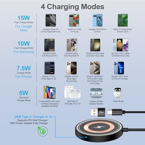 for Google Pixel 10 Pro Fold 11 Magnetic Wireless Charger Fast Charging Pad - color: Black