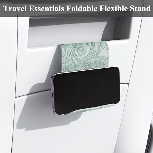Airplane Travel Essentials for Flying Flex Flap Cell Phone Holder & Flexible Tablet Stand for Desk, Bed, Treadmill, Home & in-Flight Airplane Travel Accessories(1-Carved Green) - color: 1-Carved Green