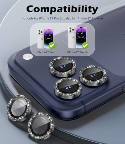 imluckies Camera Lens Protector for iPhone 17 Pro/iPhone 17 Pro Max - color: Bling Black