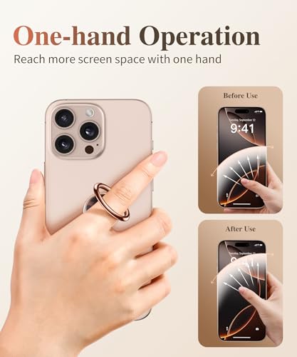 GVIEWIN Marble Cell Phone Ring Holder, Metal Kickstand Grip 360° Rotation - color: Tortoiseshell/Brown