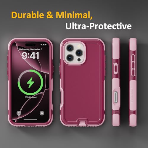 Follaroma Magnetic for iPhone 16 Pro Case, Heavy Duty Cases, Purple Pink | Compatible with MagSafe, Heavy Duty Shockproof,Military-Grade Anti-Drop Protective,Dual Layer Magnetic Protection Phone Cover - color: Purple Pink, size: iPhone 16 Pro 6.3''