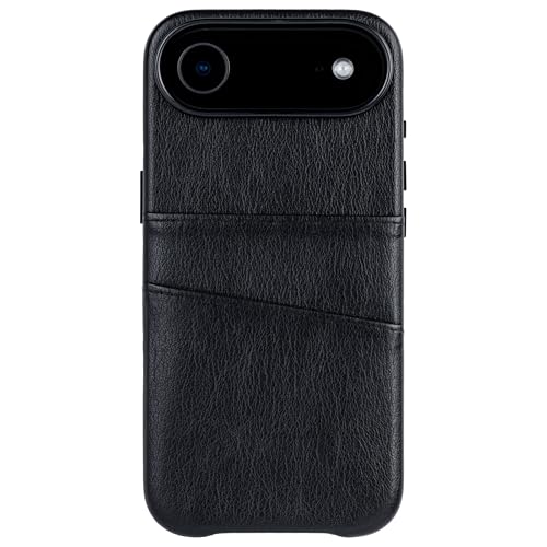 Dockem Card Case for iPhone 17 Air with Magnetic Mounting Plate, Camera Control Button, Wallet with 2 Holder Slots: M2 Exec Premium Synthetic Leather (Black) - color: Black, size: 17 Air