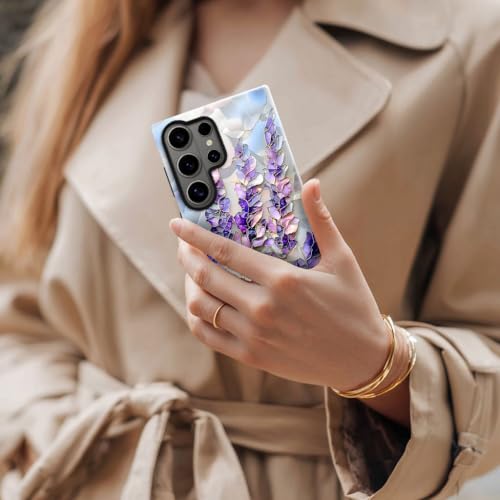 Case for Samsung Galaxy S26 Ultra,Camera Protection Soft Glossy Phone Case - Lavender Flower Purple Stained Glass - color: Lavender Flower Purple Stained Glass, size: Samsung Galaxy S26 Ultra