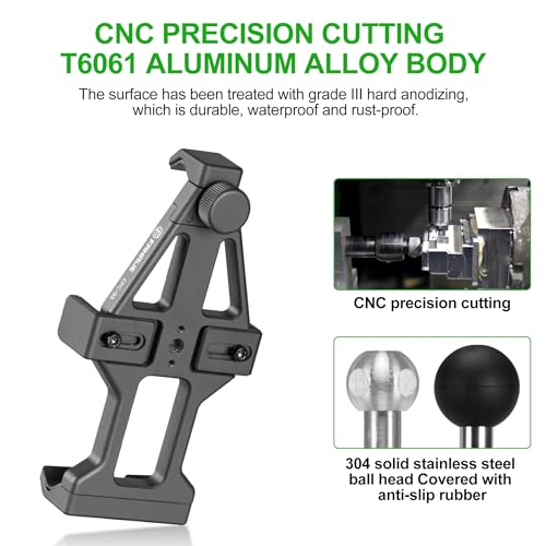 FANAUE Motorcycle Phone Holder with 1" Ball Head Adapter, Compatible with RAM Mounts B Size Double Socket Arm, Aluminum Bike Phone Mount for 5.5-7" Smartphone