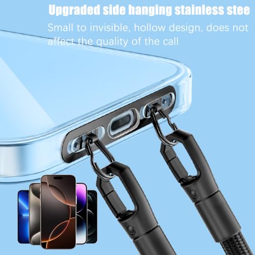Phone Lanyard Pads 2PCS Universal Cell Phone Tether Tab Metal Ultra Thin Patch Non-Adhesive Phone Patches for Most Smartphones Cases (Black)