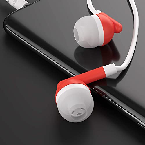 Maeline Bulk Earbuds with 3.5 mm Headphone Plug - 10 Pack - Red - color: Red, size: 10 Pack