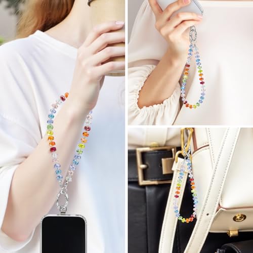 TENOC Beaded Phone Wrist Strap, Rainbow - color: C-rainbow