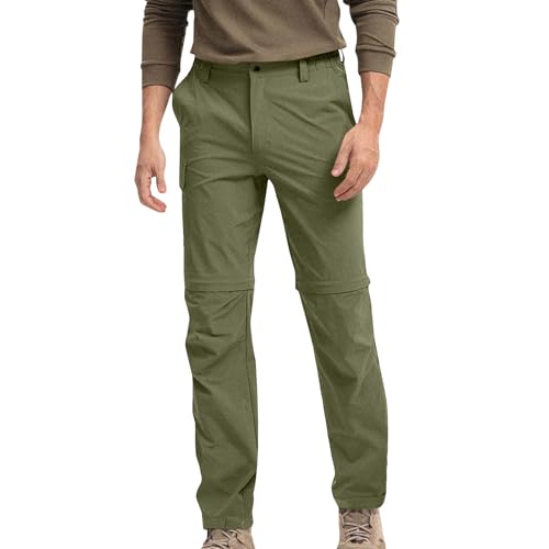 Mens Cargo Pants Convertible Zip-Off Waterproof Work Pants Lightweight with Multi Pockets Stretch Tactical Hiking Pant - color: 13#army Green, size: Small