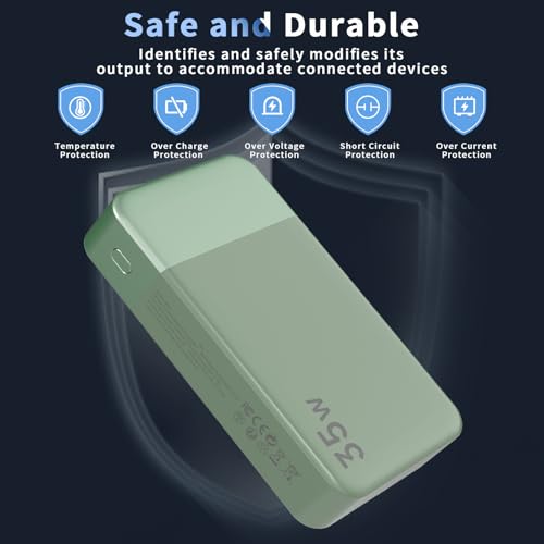 NOBIS Portable Charger 35W 20000mAh Power Bank Fast Charging - color: Green