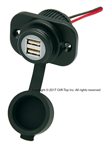 Cliff-Top 12V Boat Marine Carvans Waterproof Power Outlet Flush Panel Mount (2.1 A Dual USB Charger) - color: 2.1 A Dual USB Charger