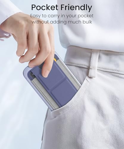 GONEZ for MagSafe Wallet with Stand, Stronger Magnetic Card Holder for iPhone 16/15/14/13/12 Series, Premium Leather Phone Wallet with RFID Blocking, 1 Slot, Fit 5 Cards, Lavender Gray - color: LAVENDERGRAY