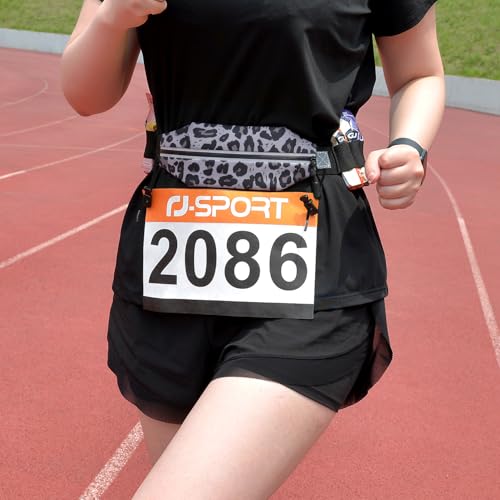 RJ-Sport Race Number Belt Bib Holder with Runner Pouch (Leopard) - color: 09 Leopard