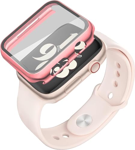 Misxi 2 Pack Hard PC Case with Tempered Glass Screen Protector Compatible with Apple Watch SE 3 (2025) SE 2 SE Series 6 Series 5 Series 4 44mm, 1 Rose Pink + 1 Transparent - color: 1 Rose Pink + 1 Transparent, size: 44mm (Se3/Se2/Se/6/5/4)