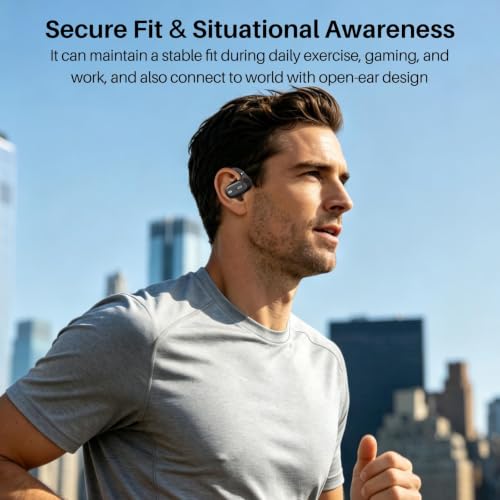 TOZO OpenWear Open Ear Earbuds, AI Translation Real Time 145+ Languages - color: Matte Black