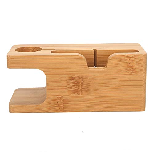 Pssopp Bamboo Charging Station, Wooden Charging Station Desktop Docking Station Organizer for Cellphone Smart Watch Tablet Charging Cables