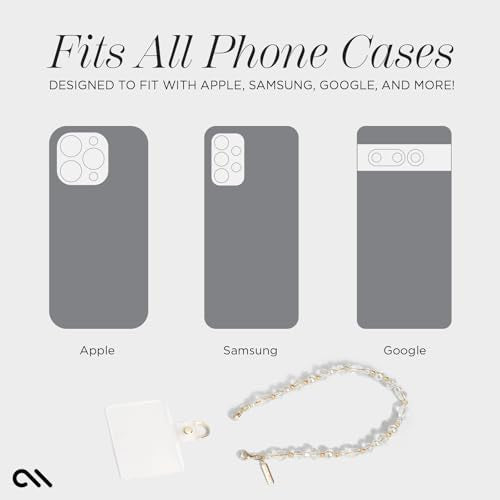 Case-Mate Phone Charm Wrist Strap w/Pearls & Crystals - Crystal Pearl Gold | Detachable Anti-Theft Phone Strap - Hands-Free iPhone Wrist Strap for Women - Phone Chain Wristlet for Galaxy, Pixel & More - color: Crystal Pearl Gold