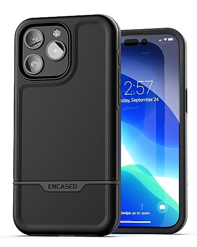 ENCASED Shockproof Case Compatible with iPhone 16 - Ultra Protective Heavy Duty Magnetic Phone Cover, Rebel Series (Black, iPhone 15 Pro) - color: Black, size: iPhone 15 Pro