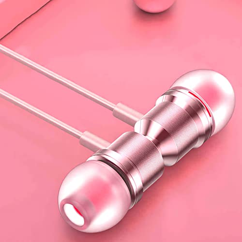 Rose Gold Earbuds, Girls Pink Earphones Wired with mic, Volume Control in Ear Headphones 3.5mm for Smartphones Mp3 Tablet Laptop