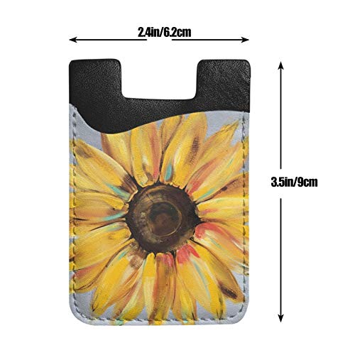Sunflower Phone Credit Card Holders Sleeve Adhesive Wallet Compatible with Most Back of Phones - color: Sunflower