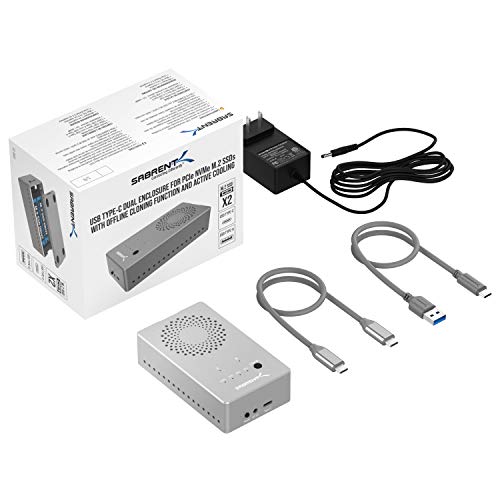SABRENT Dual-Bay USB-C 10Gbps M.2 NVMe SSD Cloner Dock (EC-SSD2) - color: SILVER