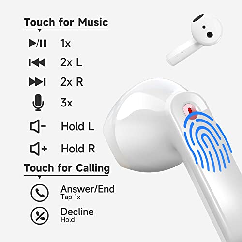 DRQQ Wireless Earbuds Bluetooth Earbuds Wireless Headphones IPX5 Waterproof Earphones Noise Cancelling Headset Deep Bass Long Battery Bluetooth Headphones with Mic for iPhone Android