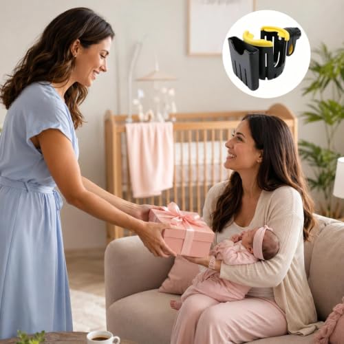 2 in 1 Universal Cup Holder with Phone Mount Tool-Free Clamp On for Stroller Walker Wheelchair Bike Scooter 360 Degree Rotatable Yellow - color: Yellow