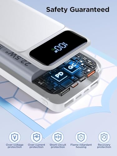 Power Bank, Portable Charger with Built in Cable Fast Charging Battery Pack - color: White