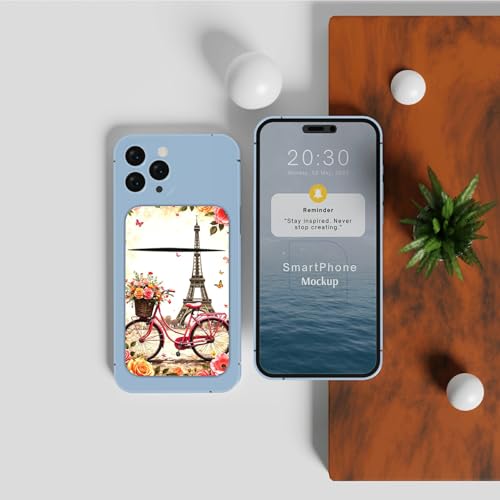 Phone Credit Card Holder Stick on, Cell Phone Pocket Self Adhesive Stretchy Stick on Wallet ID Credit Card Case Pouch Sleeve with Flap for All Smartphones, Bicycle Leaning Tower - color: Bicycle Leaning Tower