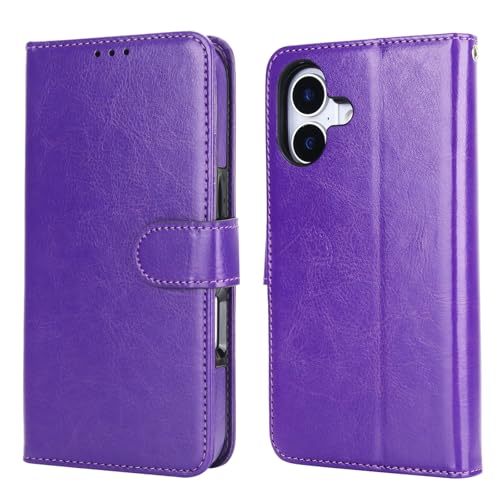 Bocasal Detachable Wallet Case Card Holder for iPhone 17, Purple | RFID Blocking Kickstand Card Slots Holder PU Leather Magnetic Shockproof Wrist Strap Removable Flip Protective Cover 6.3 inch - color: Purple