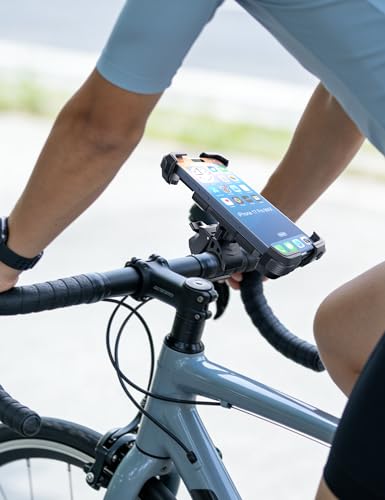 Grefay Bike Phone Holder, Universal Motorcycle Phone Holder with 360 Rotate for 4.7-6.8 Inch Smartphones, Compatible with Road Bike MTB Scooter