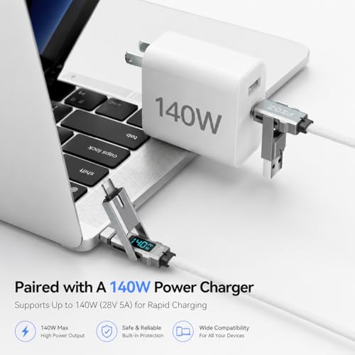 pzoz 4-in-1 Multi Charging Cable with LED Display, 140W PD Fast Charging - style: 140W