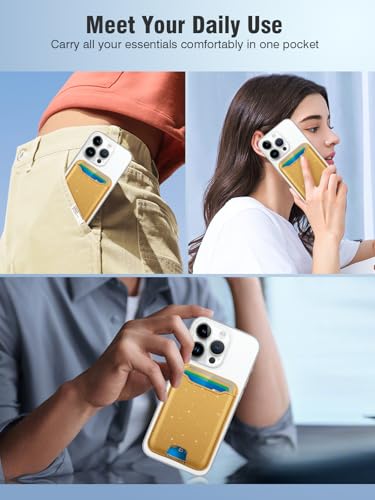 TopMade for Magsafe Wallet, 4 Card Holder, Strongest Magnetic Phone Wallet - color: Glitter Yellow