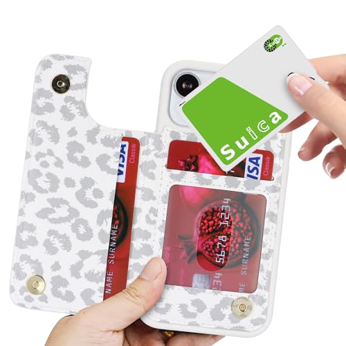 iCoverCase Compatible with iPhone 13 Mini Case with Card Holder, Wallet Phone Case for Women Men RFID Blocking PU Leather Protective Case 5.4 Inch (Gray Leopard) - color: Gray Leopard